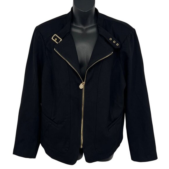 Torrid Womens Black Jacket Biker Moto Plus Size 2X Collar Long Sleeve NWT New - Picture 1 of 9